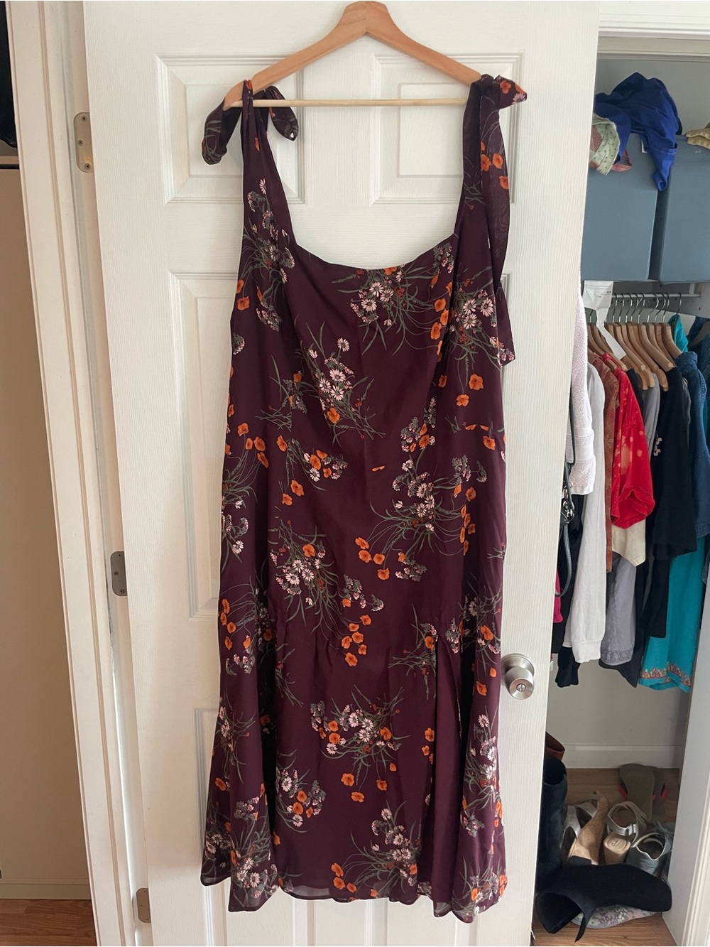 Reformation Twilight Bow Straps Midi Dress Emmeline Size 24